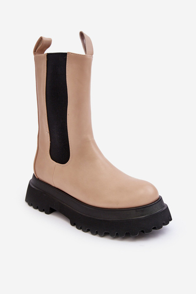 Damenstiefel Mit Massiver Plateau Beigefarbene Beatrice