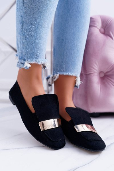 Mocassins Lords Lu Boo Harlem dorés et noirs pour femmes