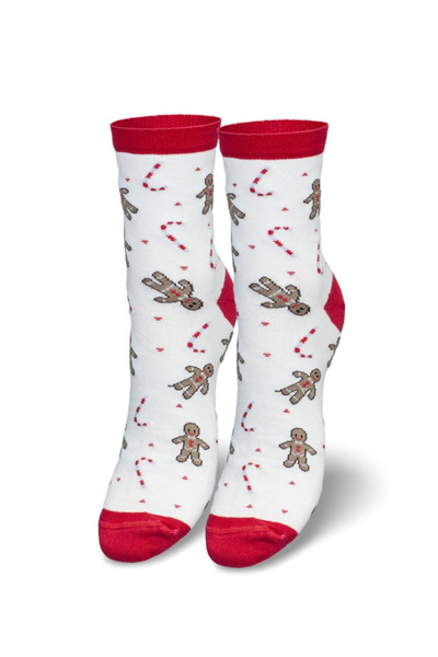 Damen Weihnachtskekse Menschen Socken Weiß