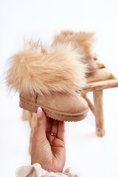 Children's Snow Boots With Eco Fur Beige Ariana