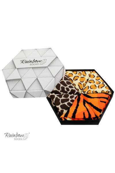 Curcubeu șosete Motivele animale sălbatice Girafa Panther Tiger 3 perechi