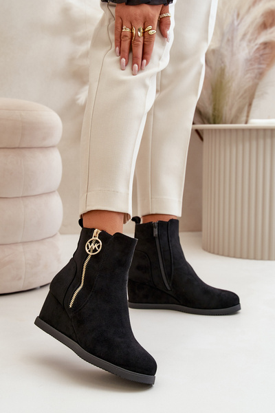 Bottes à Talons Doublées En Cuir Avec Ornementation Black Vere