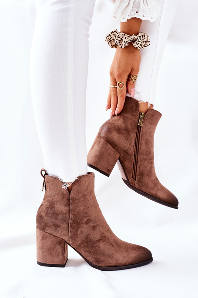 Bottes Femme Sur Talon Haut Daim Beige Carrick
