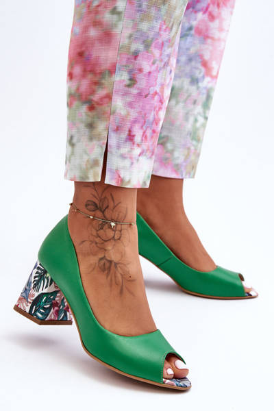 Escarpins en cuir à talon ornemental Lewski Shoes 2608/K Vert