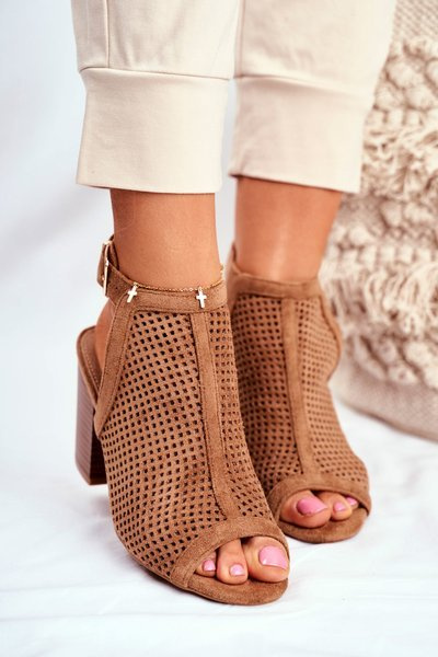 Bottes Femme Peep Toe Daim Printemps Camel Paradise