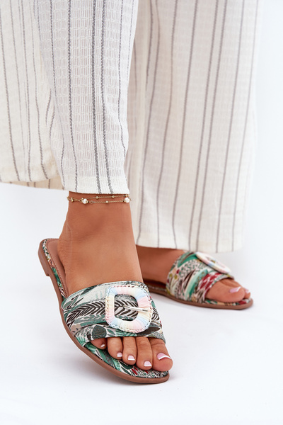 Flache Damen Sandalen Mit Dekorativer Schnalle Mehrfarbig Clariola