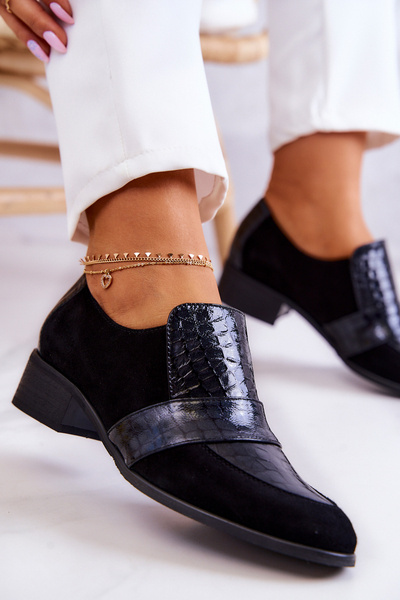 Chaussures Serpent En Daim Noir Mariene