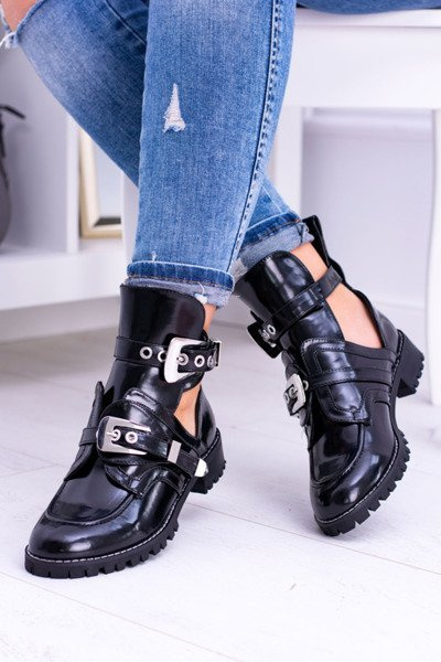 Lu Boo - Bottes noires à découpes Rock Girl