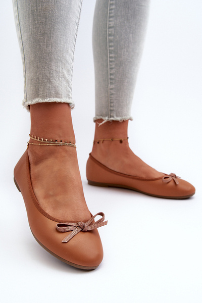 Ballerines Eco Cuir Avec Noeud Camel Sandale