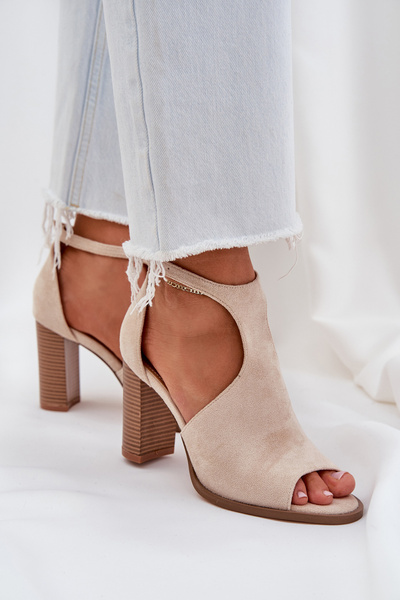 Sandales À Talons En Daim Écologique Beige Clair Lanadriena