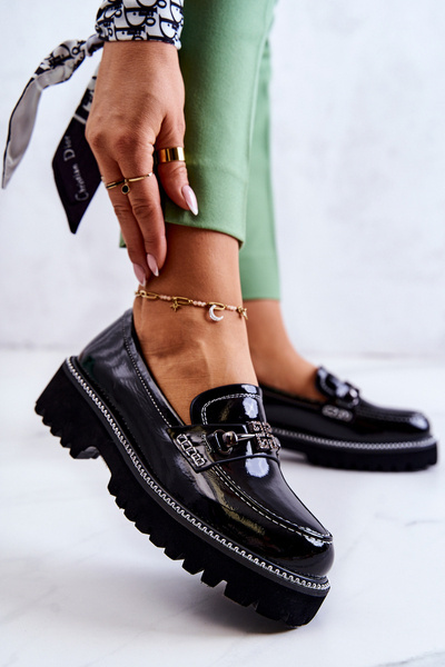 Patent Leather Shoes With Ornament Black Adison