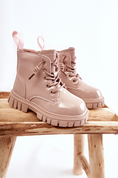 Bottines Chaudes Laquées Beige clair Heidi