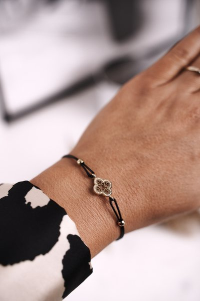 Armband Gold Klee Schwarz Cord Truelove