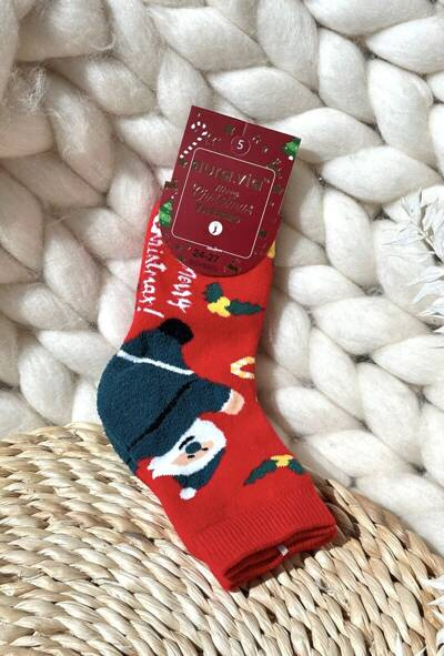 Chaussettes De Noël En Coton Pour Enfants Avec Père Noël Rouge