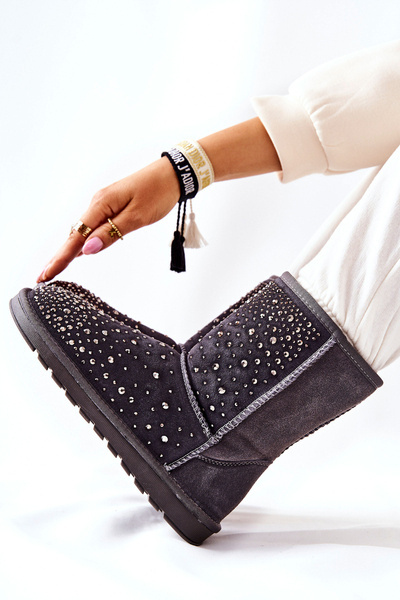 Bottines de neige d'échauffement avec strass Gris Mariella