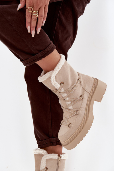 Damentriefschuhe mit Fell Beige Irmara