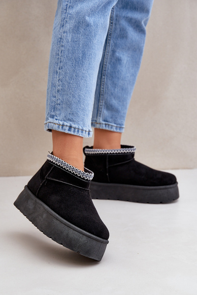 Bottes de neige sur plateforme avec broderie décorative noires Heslania