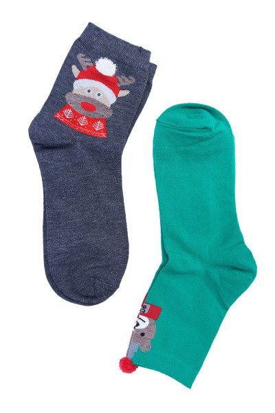 Chaussettes Femme Noël Lot de Deux Vert