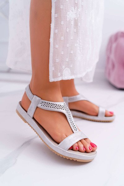 Damen flache Sandalen Silber S.Barski Emente