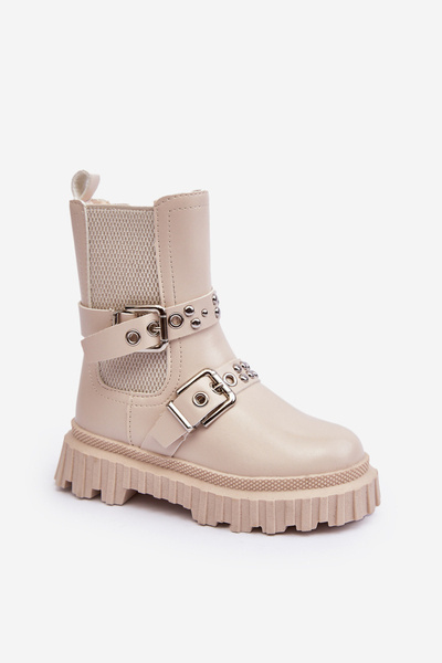 Mädchen Reißverschluss Stiefel Beige Adeneia