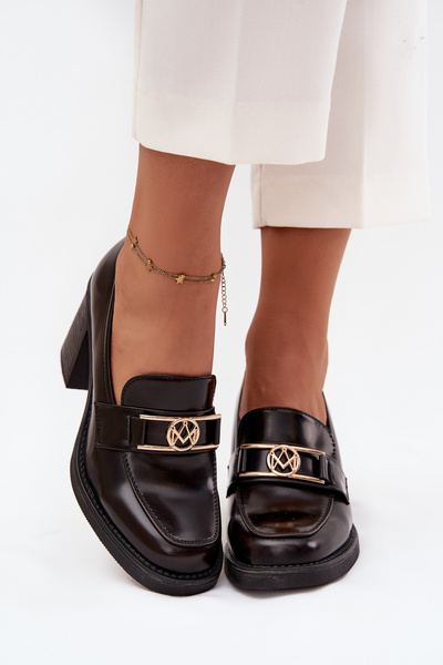 Damenschuhe mit Absatz mit goldenem Detail Schokoladen Privelle