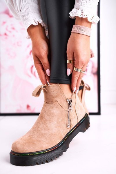 Bottines Chelsea Femme Avec Coutures Colorées Daim Beige Addison