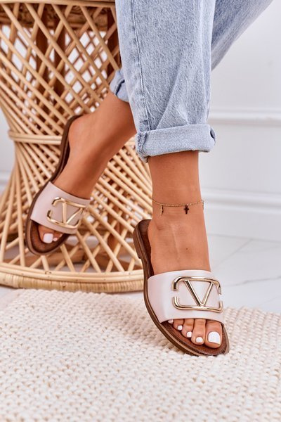 Women's Classic Leather Slippers Beige Evie