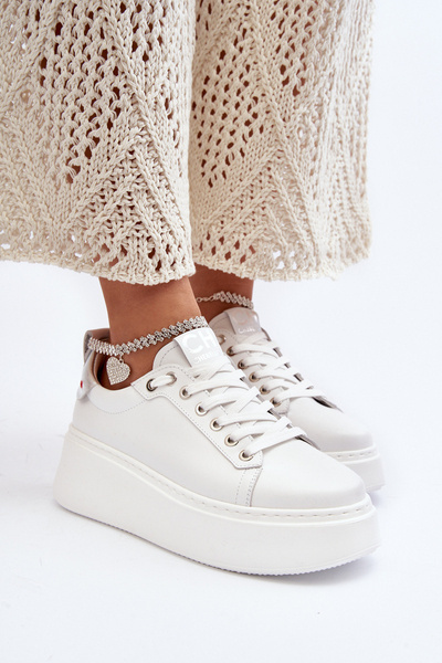 Leder Damen Sneakers mit Armband CheBello 4406 Weiß