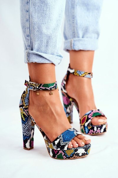 Sandales Femme À Talon Coloré Serpent Figaro