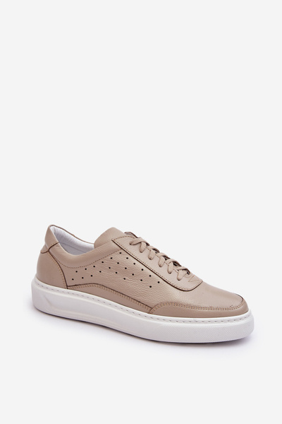 Herren Leder Sportschuhe Zazoo 1544 Beige