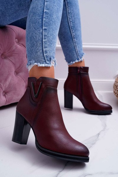 Cizme cu toc pentru femei Sergio Leone Maroon BT537