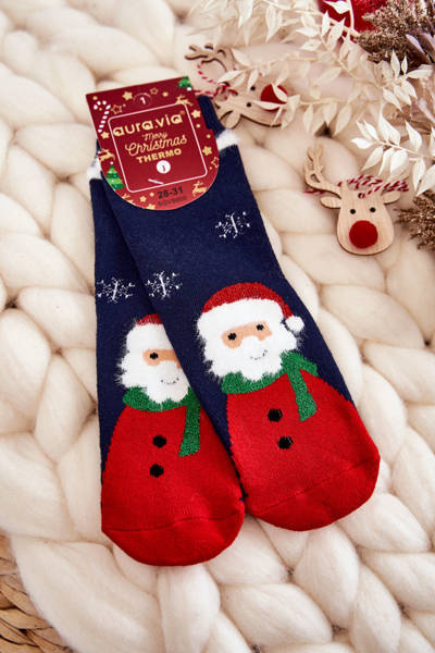 Thermoaktive Weihnachtssocken für Kinder Weihnachtsmann Marineblau