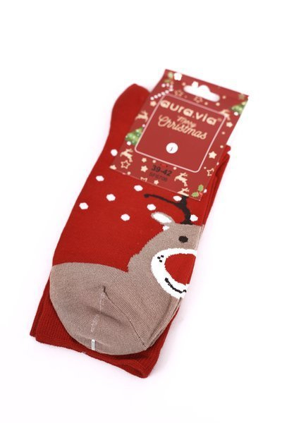 Chaussettes de Noël en coton pour hommes Rouge/Beige Ho-Ho-Ho