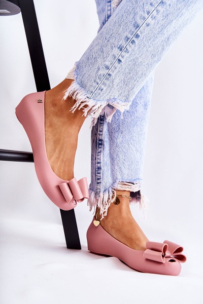 Ballerines Femme En Caoutchouc Avec Noeud Rose Florret