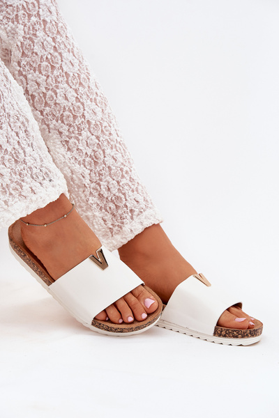 Women's sandals on cork platform with decorative detail white Vessira