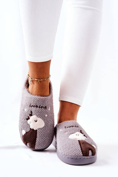 Reindeer Warming Slippers Grey Jilly