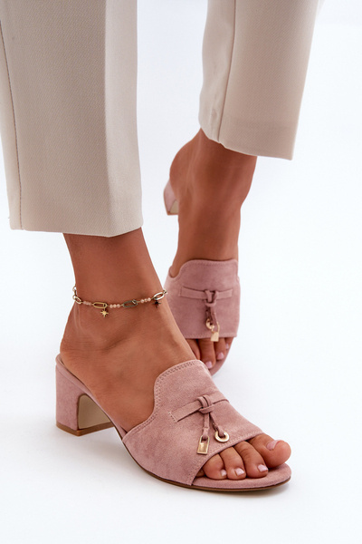 Damen Sandalen mit hohem Absatz aus Kunstwildleder in Rosa Jemenna