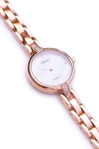 Ernest Women's Pink Gold Watch with Bracelet GoldCrystal