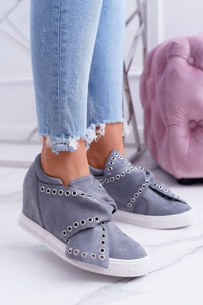 Damen Sneakers Grau Mokassins LU BOO Margo