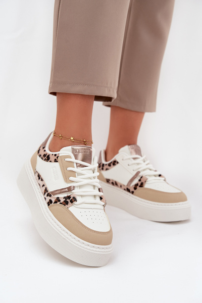 Women's Platform Sneakers Big Star SS274357 Panther White-Beige