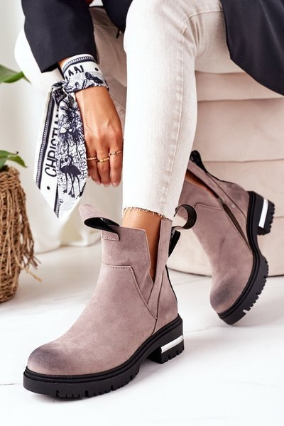 Aufgewärmte Schnürstiefel mit Reißverschluss Grau My Way