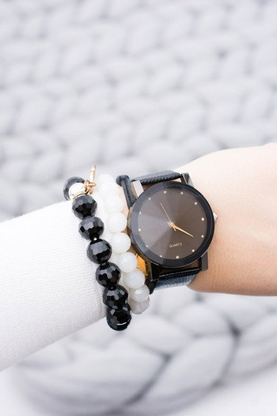 Ceas negru elegant pentru femei pe curea