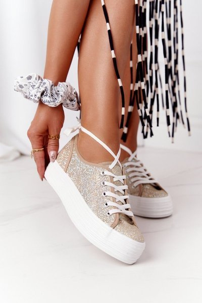 Baskets Glitter Sur Plateforme Gold Luna