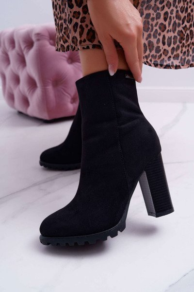 Damen Stiletto Stiefel Wildleder Schwarz Cadillac