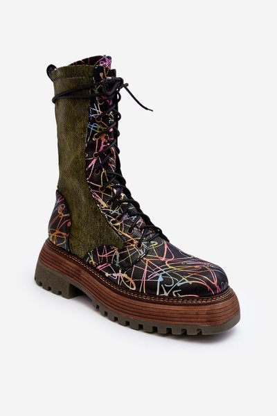 Women's Leather Work Boots Maciejka 06203-09 Multicolor