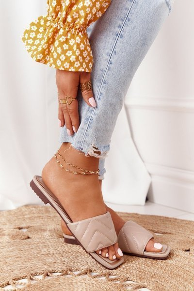 Gesteppte Leder Flip Flops S.Barski 331-42 Cappuccino