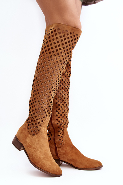 Bottines en Daim à Motif Découpé Camel Arinna
