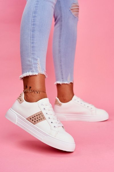 Sports Women's White Beige Bands Shoes