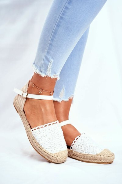 Damen Plateau Espadrilles Leinen Weiß Wien