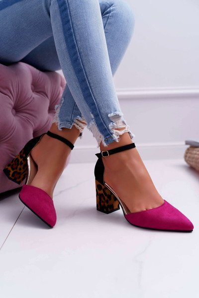 Femei Leopard Stiletto pompează fuchsia ferri